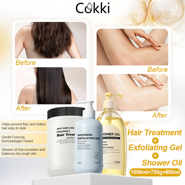 Whitening Exfoliating Gel&Shower Oil&Hair Treatment
