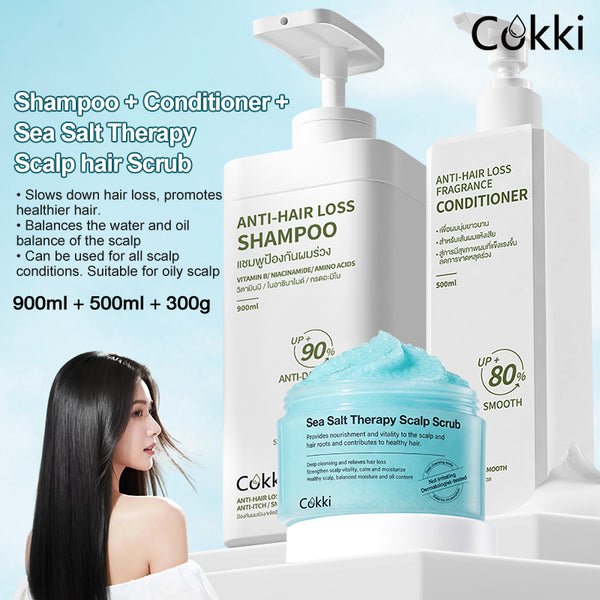 Anti-hair Loss Shampoo&Conditioner&Sea Salt Therapy Scalp Hair Scrub
