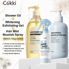 Hair Mist Nourish Spray&Shower Oil&Whitening Exfoliating Gel