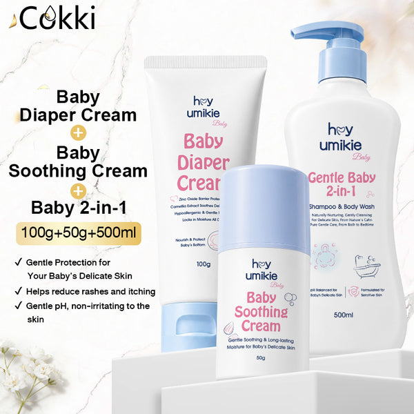 Baby 2-in-1 Shampoo&Bodywash&Soothing Cream&Diaper Cream
