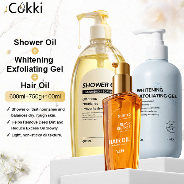 Whitening Exfoliating Gel&Shower Oil&Scented Repair Essence Hair Oil
