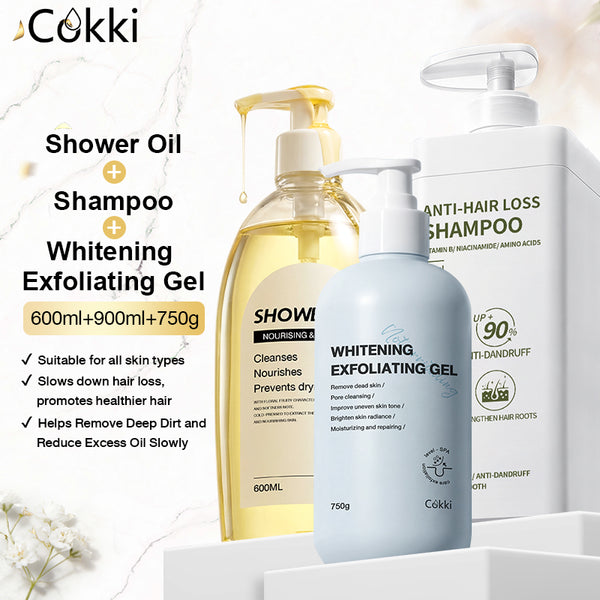 Whitening Exfoliating Gel&Shower Oil&Anti-hair Loss Shampoo