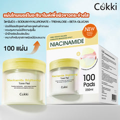 แผ่นโทนเนอร์ไนอะซินาไมด์เพื่อผิวขาวกระจ่างใส 100 แผ่น