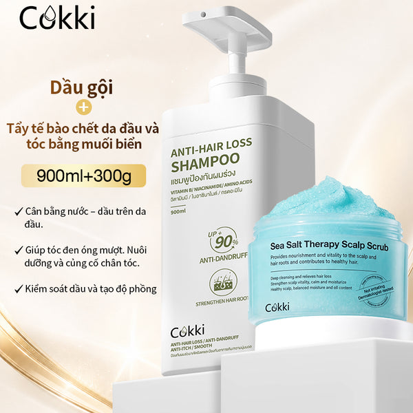 Dầu gội chống rụng tóc & Tẩy tế bào chết da đầu từ muối biển