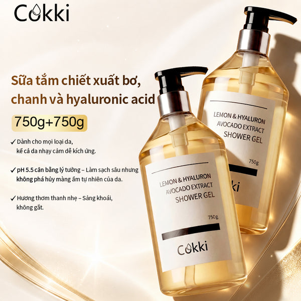 Sữa tắm chiết xuất bơ, chanh và hyaluronic acid 750g*2