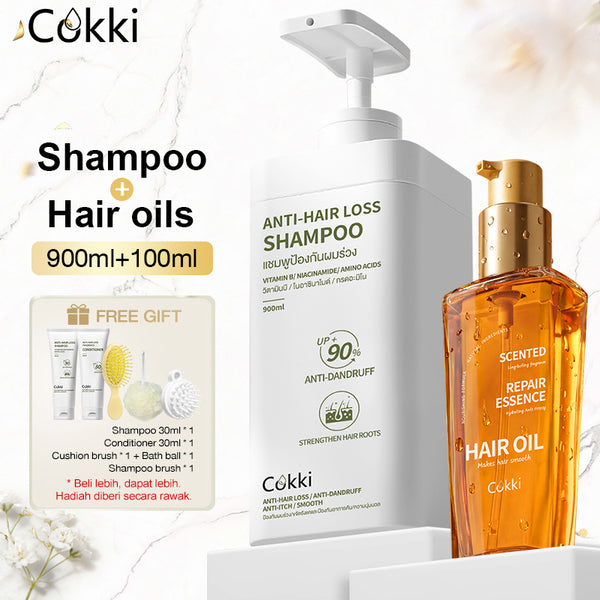 แชมพูลดผมร่วงและเอสเซนส์ออยล์บำรุงผมหอม