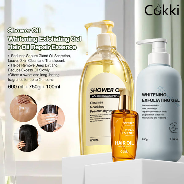 Whitening Exfoliating Gel&Shower Oil&Scented Repair Essence Hair Oil