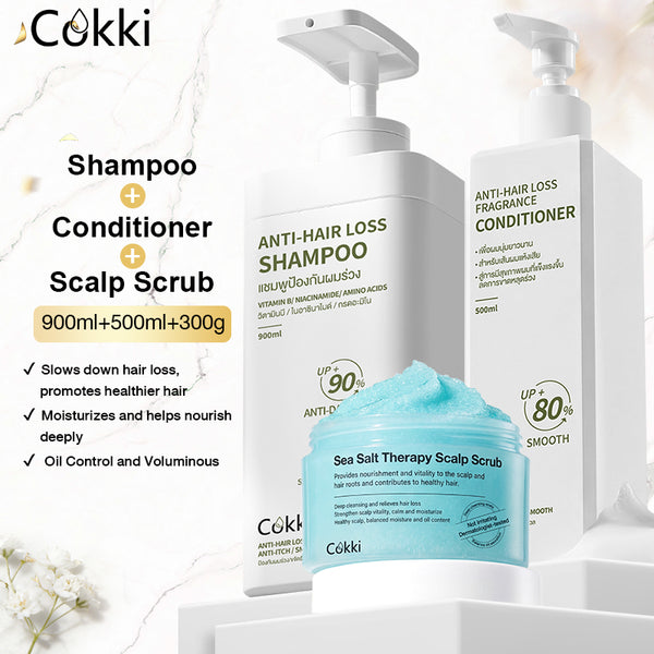 Anti-hair Loss Shampoo&Conditioner&Sea Salt Therapy Scalp Hair Scrub
