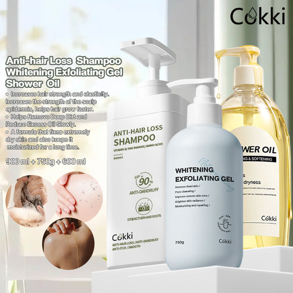 Whitening Exfoliating Gel&Shower Oil&Anti-hair Loss Shampoo