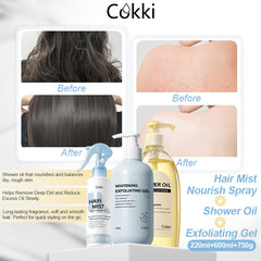 Hair Mist Nourish Spray&Shower Oil&Whitening Exfoliating Gel