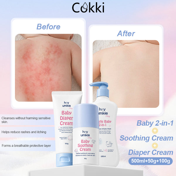Baby 2-in-1 Shampoo&Bodywash&Soothing Cream&Diaper Cream
